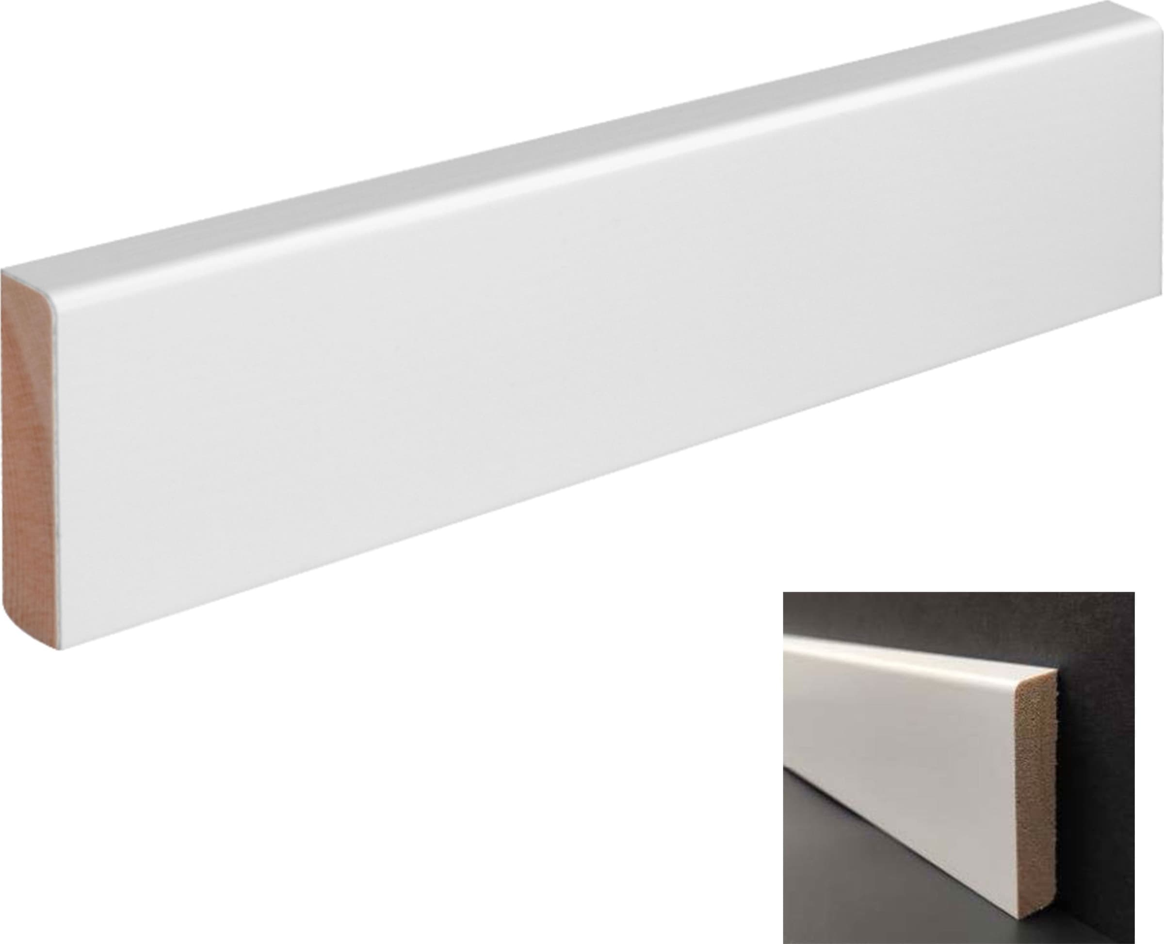 Battiscopa PREMIUM in legno MASSELLO squadrato 55x14 laccato bianco liscio (prezzo al metro) Eternal Parquet