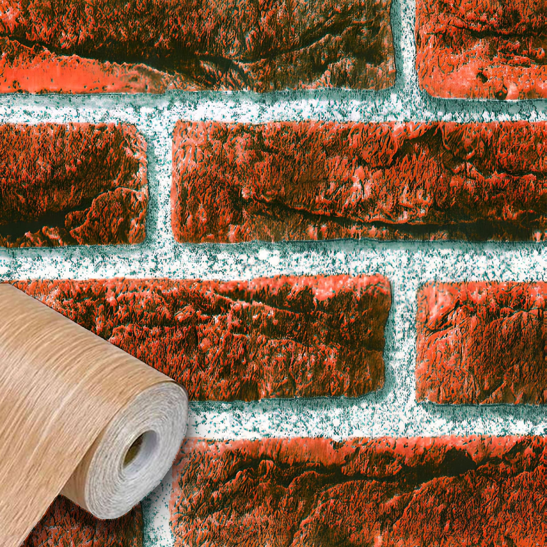 Rotolo 45cm x 2mt di pellicola adesiva effetto MATTONI ROSSI 3d HD per mura e mobili - Eternal Parquet