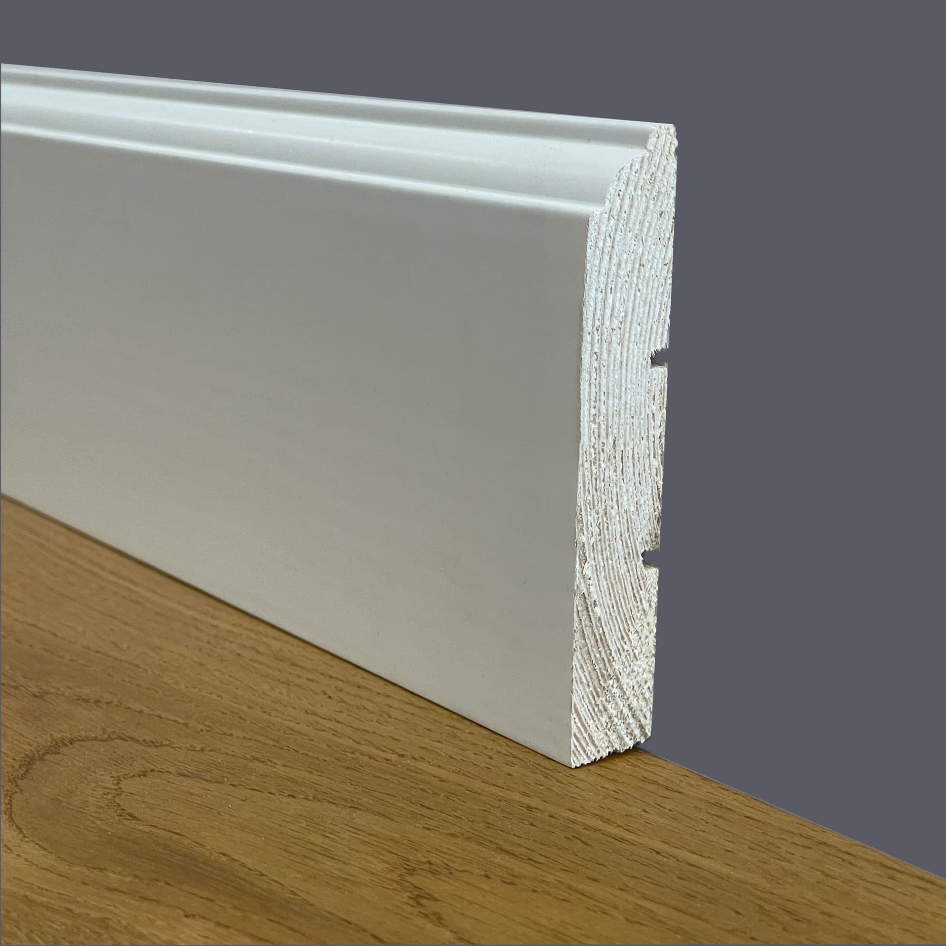 Battiscopa PREMIUM in legno MASSELLO mod.FIRENZE 91x15 laccato bianco liscio (prezzo al metro) - Eternal Parquet