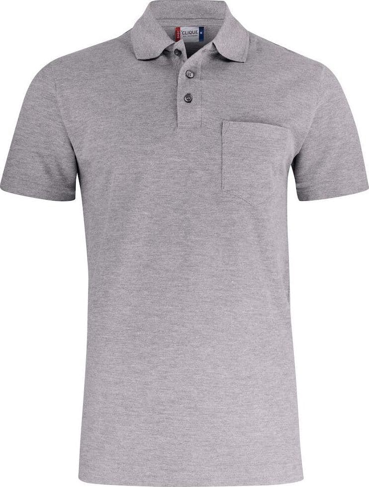 Basic Polo Grigio Melange Polo Manica Corta con Taschino - 2