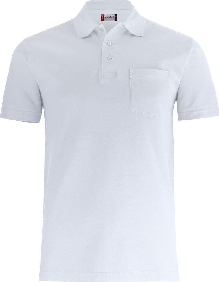 Basic Polo Bianco Polo Manica Corta con Taschino - 2