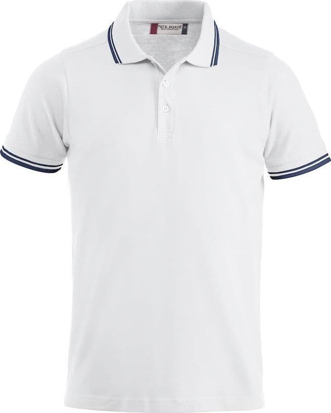 Polo Amarillo Bianco Polo Manica Corta con Profili Blu - 2
