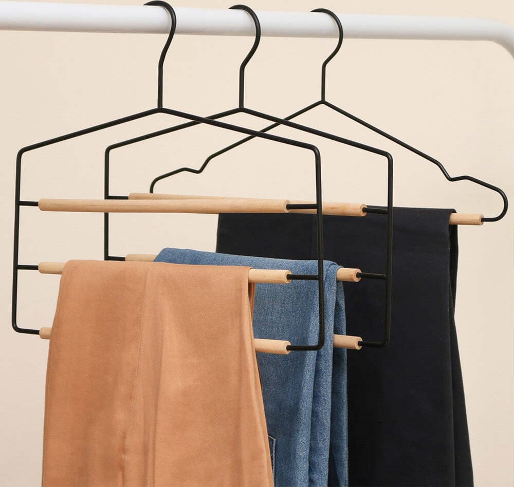 Grucce porta pantaloni 3 scomparti in metallo Nero e legno 37 cm Casa e cucina/Organizzazione interni/Organizzazione guardaroba/Organizer per cassetti Decor Space - Altamura, Commerciovirtuoso.it