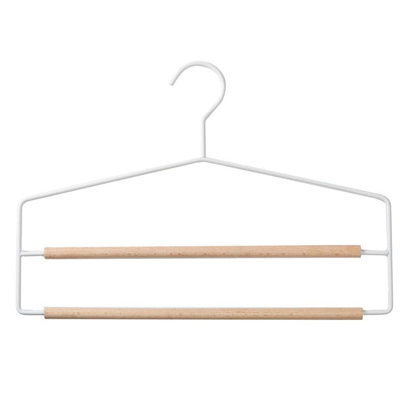 Grucce porta pantaloni 2 scomparti in metallo Bianco e legno 37 cm in Appendini per pantaloni Decor Space - Altamura, commercioVirtuoso.it