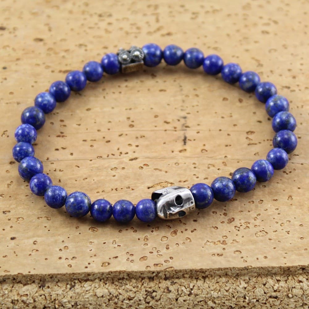 Bracciale Elastico Lapis Blu e Maschera Sartiglia Argento - 2