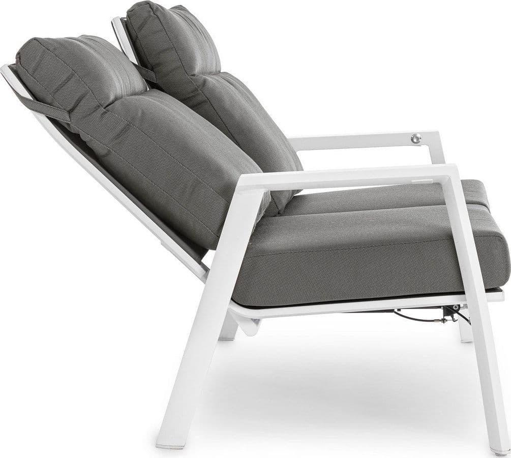 Divano reclinabile ''Kledi'' con struttura in alluminio bianco, per esterno e giardino in Divani Decor Space - Altamura, commercioVirtuoso.it