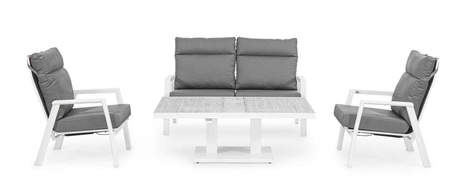 Divano reclinabile ''Kledi'' con struttura in alluminio bianco, per esterno e giardino in Divani Decor Space - Altamura, commercioVirtuoso.it