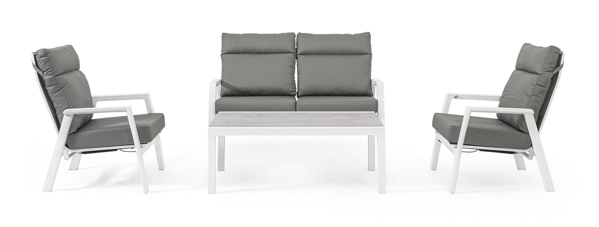 Divano reclinabile ''Kledi'' con struttura in alluminio bianco, per esterno e giardino in Divani Decor Space - Altamura, commercioVirtuoso.it