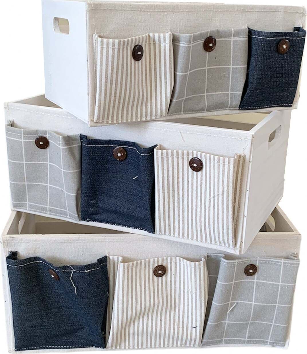 Set 3 Cassette in legno ''Pocket'' cambio stagione box in Legno per abiti e biancheria Casa e cucina/Organizzazione interni/Organizzazione guardaroba/Organizer per cassetti Decor Space - Altamura, Commerciovirtuoso.it