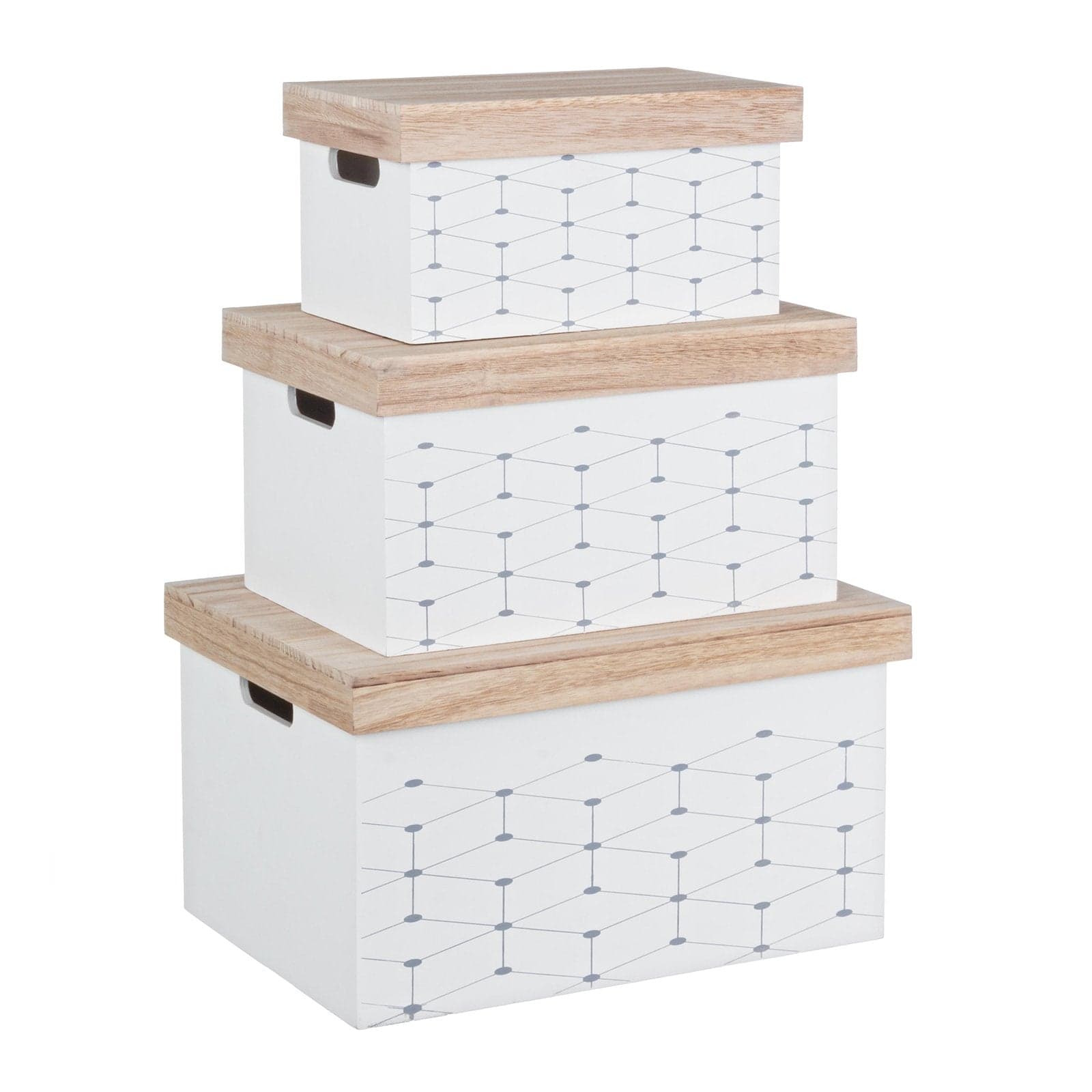 Set 3 Scatole decorative in Legno Bianco per decorazioni natalizie o regali 42 cm in Scatole decorative Decor Space - Altamura, commercioVirtuoso.it