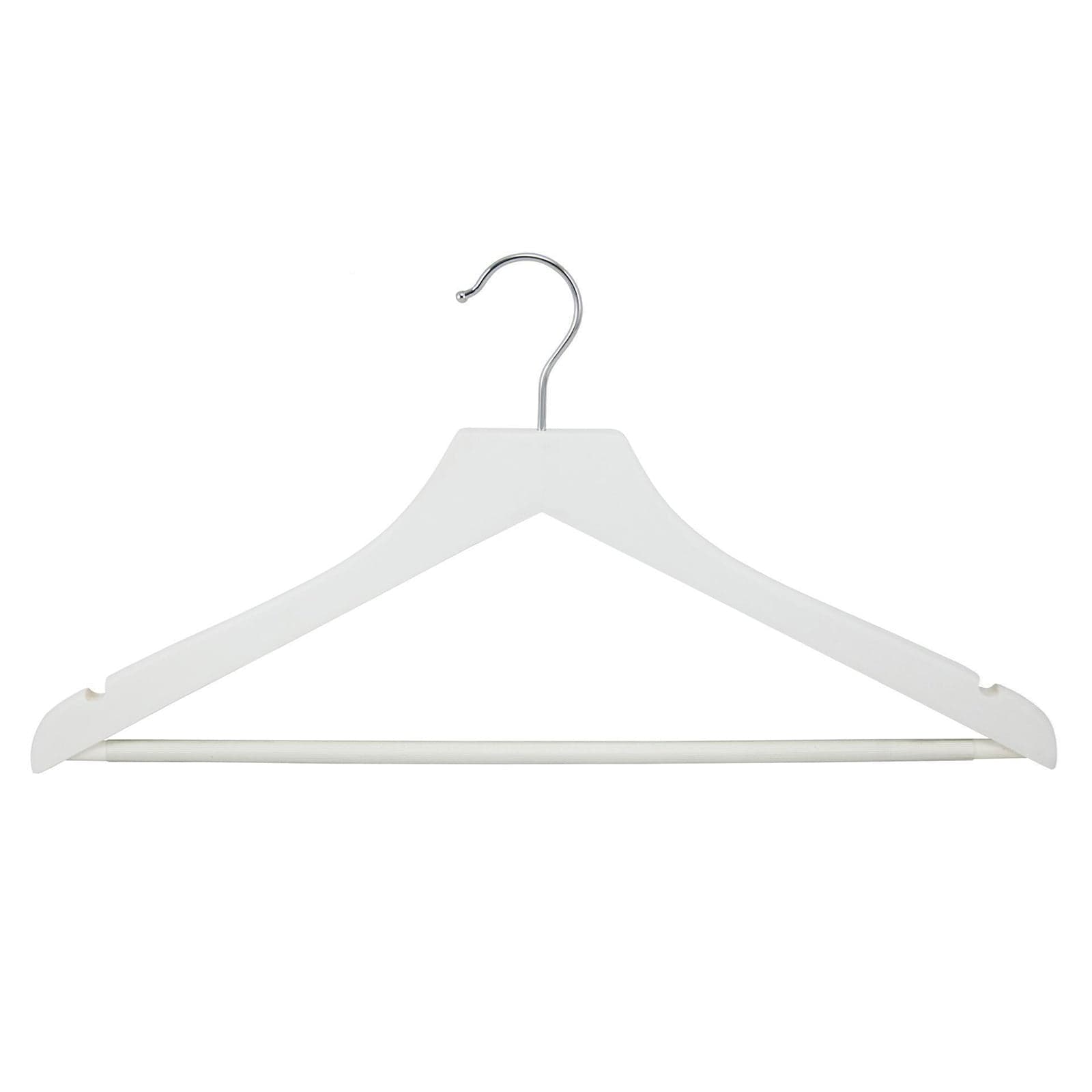 Grucce appendiabiti in legno Bianco con tacche e barra per pantaloni 43 cm in Grucce Decor Space - Altamura, commercioVirtuoso.it