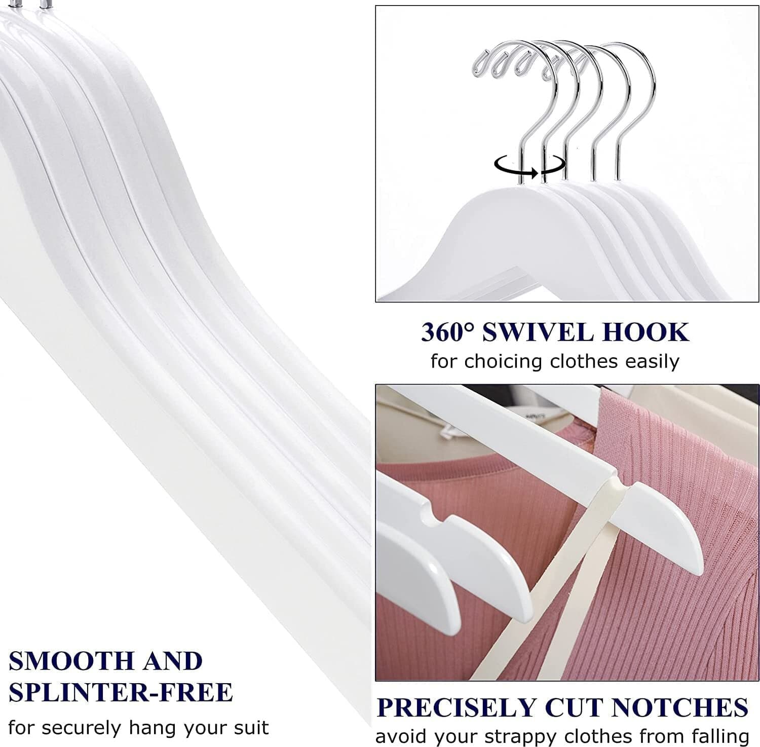 Grucce Appendiabiti In Legno Bianco Con Tacche E Barra Per Pantaloni 43 Cm Casa e cucina/Organizzazione interni/Organizzazione guardaroba/Grucce e appendini/Grucce Decor Space - Altamura, Commerciovirtuoso.it