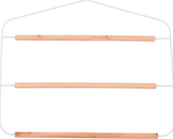 Grucce Porta Pantaloni 3 Scomparti In Metallo Bianco E Legno 37 Cm Casa e cucina/Organizzazione interni/Organizzazione guardaroba/Grucce e appendini/Appendini per pantaloni Decor Space - Altamura, Commerciovirtuoso.it