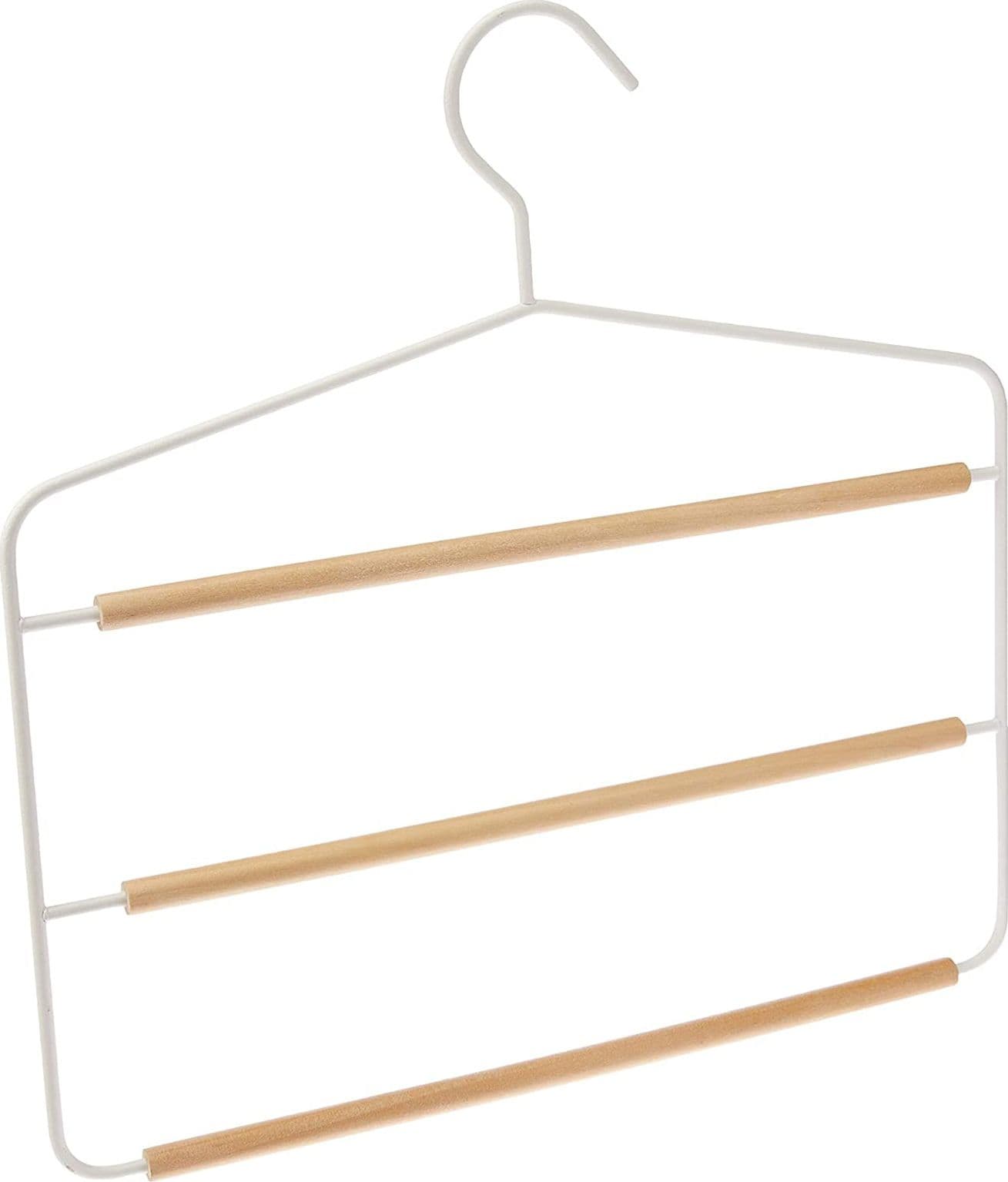 Grucce porta pantaloni 3 scomparti in metallo Bianco e legno 37 cm in Appendini per pantaloni Decor Space - Altamura, commercioVirtuoso.it