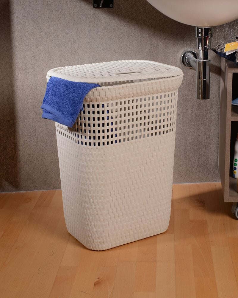 Cesta Porta Biancheria In Resina Bianca Da Bagno 60 Lt Casa e cucina/Arredamento/Cameretta bambini/Contenitori/Sacca portabiancheria Decor Space - Altamura, Commerciovirtuoso.it