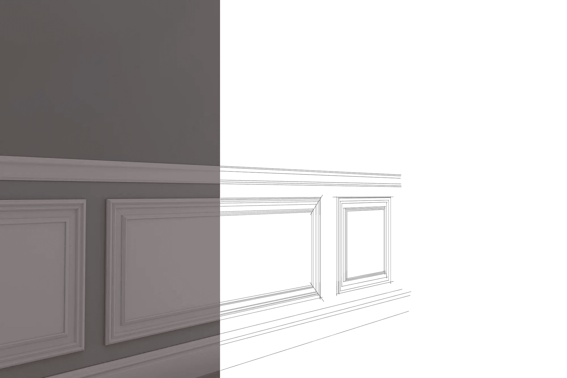 Pannello Bianco completo per boiserie 25x55x1,9cm con cornice in Duropolimero e riempimento in cartongesso - Eternal Parquet