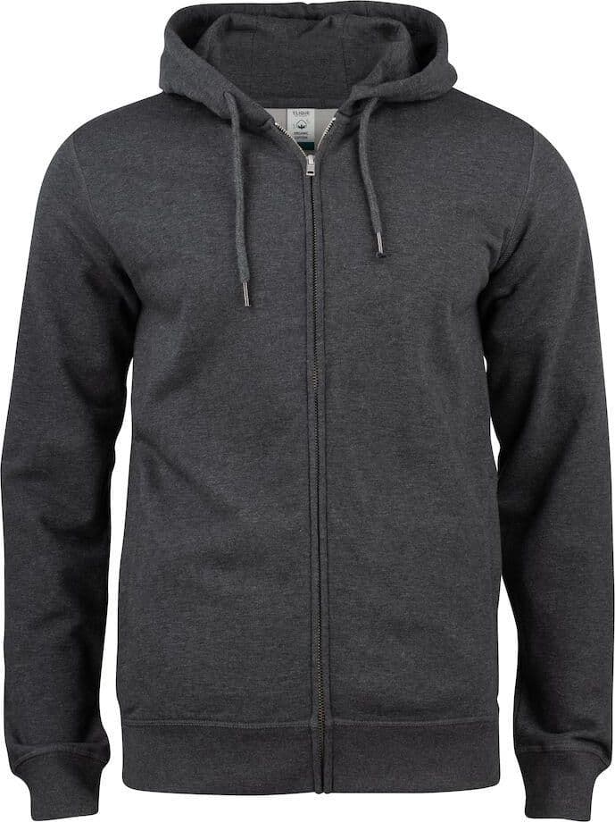 Felpa Clique Zip Cappuccio Antracite Melange Felpa Uomo Cotone Organico Ecosostenibile - 2