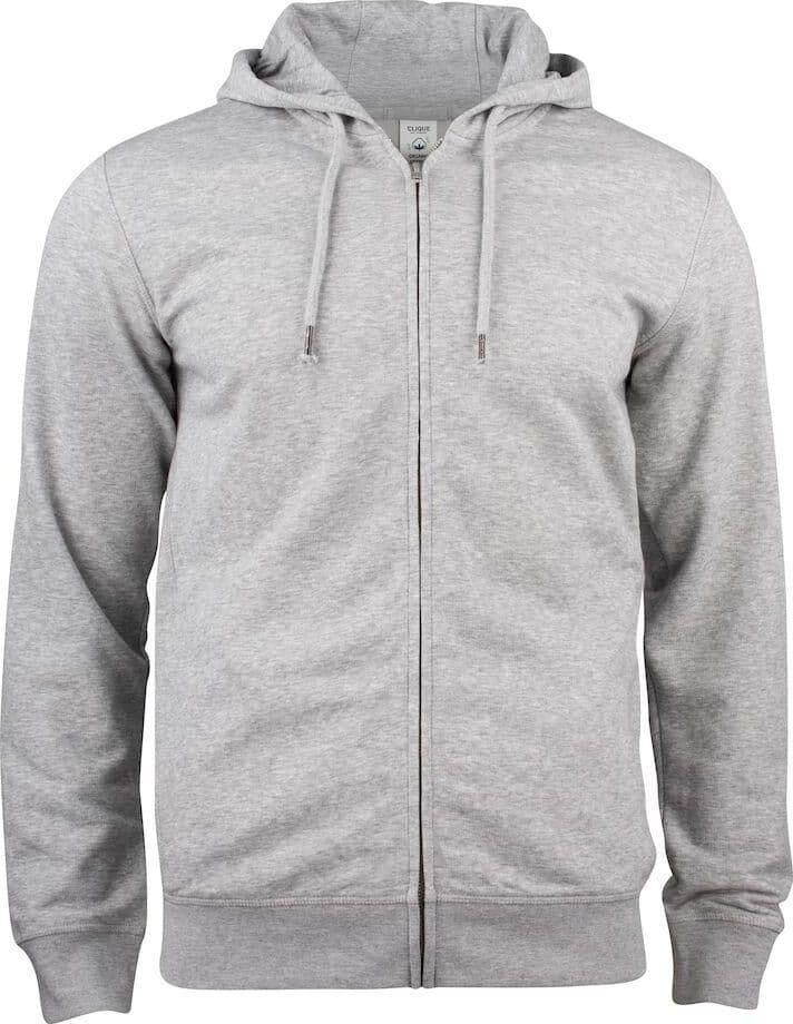 Felpa Clique Zip Cappuccio Grigio Melange Felpa Uomo Cotone Organico Ecosostenibile - 2