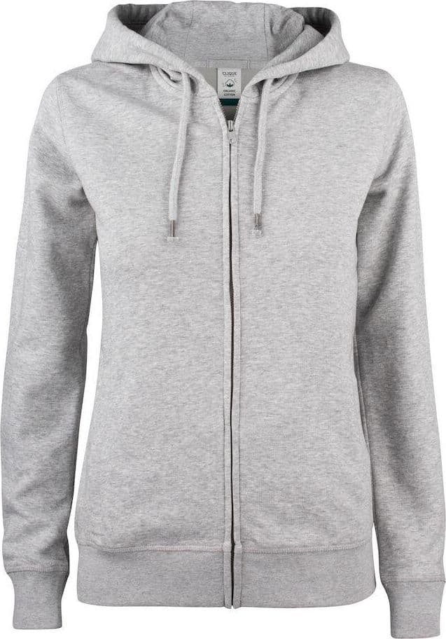 Felpa Clique Zip Cappuccio Grigio Melange Felpa Donna Cotone Organico Ecosostenibile - 2