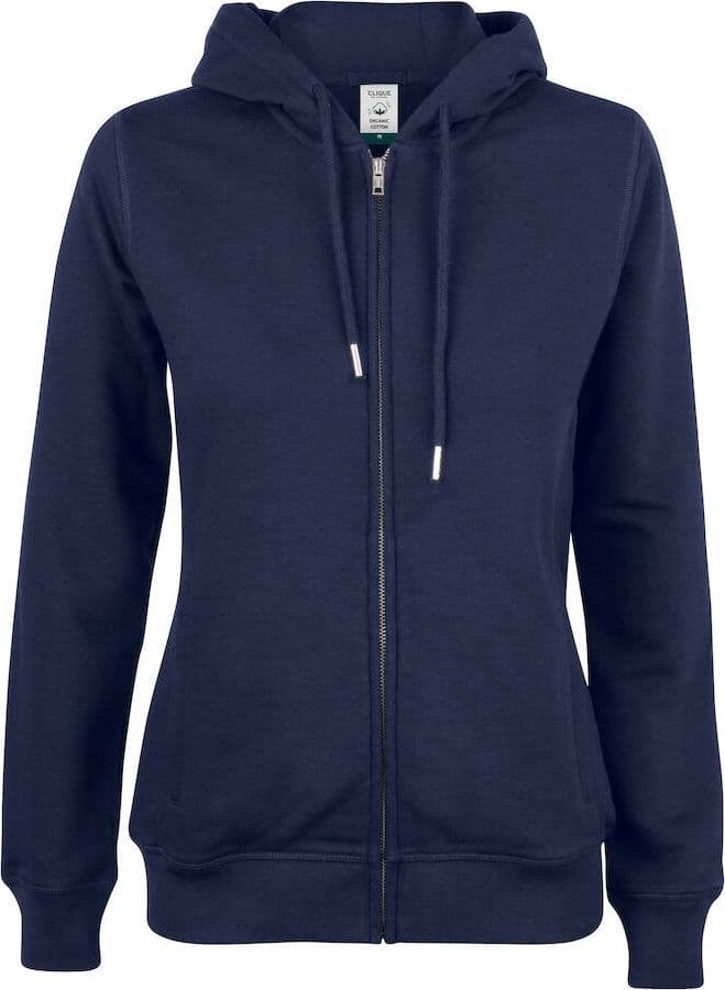 Felpa Clique Zip Cappuccio Blu Felpa Donna Cotone Organico Ecosostenibile - 2