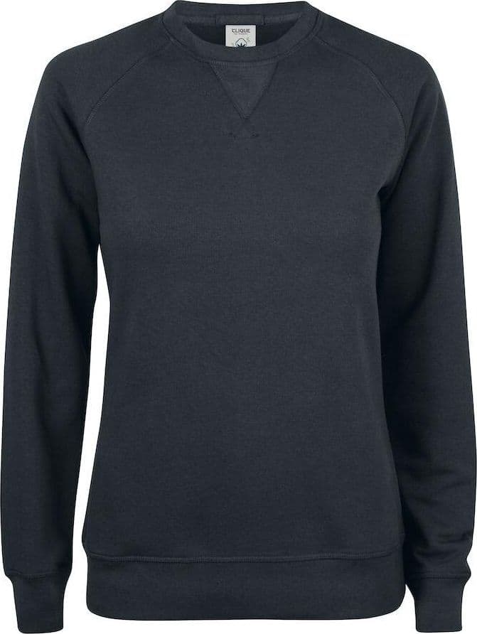 Felpa Clique Girocollo Nero Felpa Donna Cotone Organico Ecosostenibile - 2