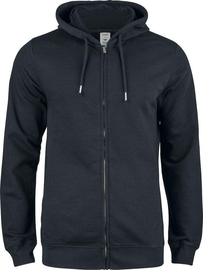 Felpa Clique Zip Cappuccio Nero Felpa Uomo Cotone Organico Ecosostenibile - 2
