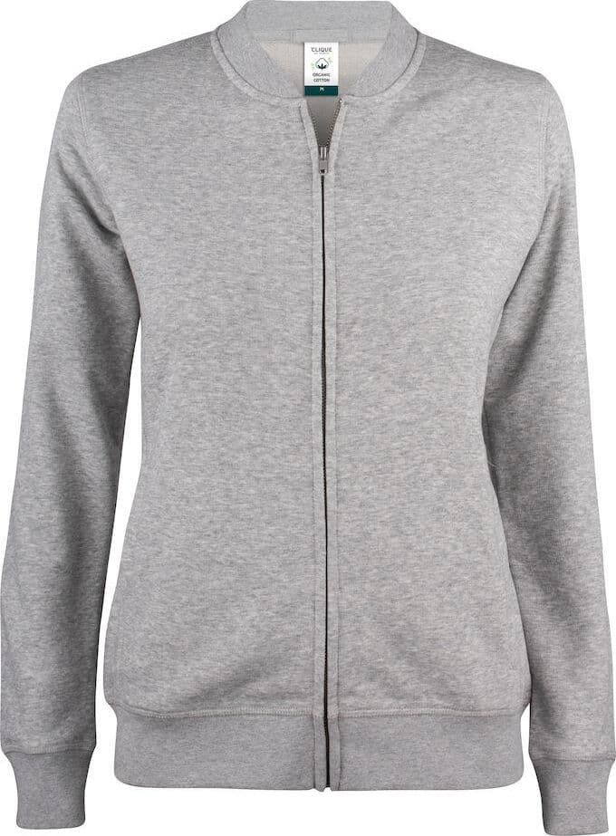 Felpa Clique Cardigan Grigio Melange Felpa Donna con Zip Cotone Organico Ecosostenibile - 2