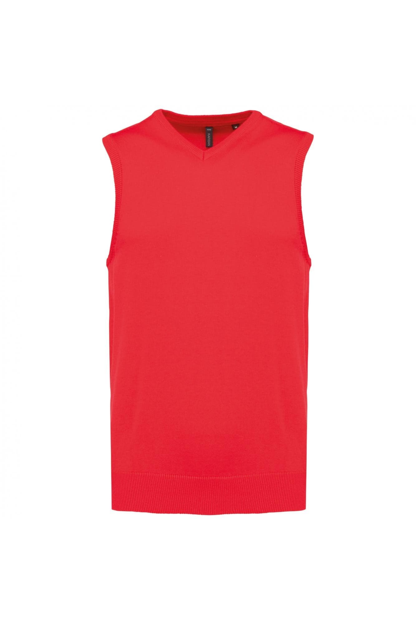 Gilet Scollo a V Rosso Maglione Smanicato  Misto Cotone - 2