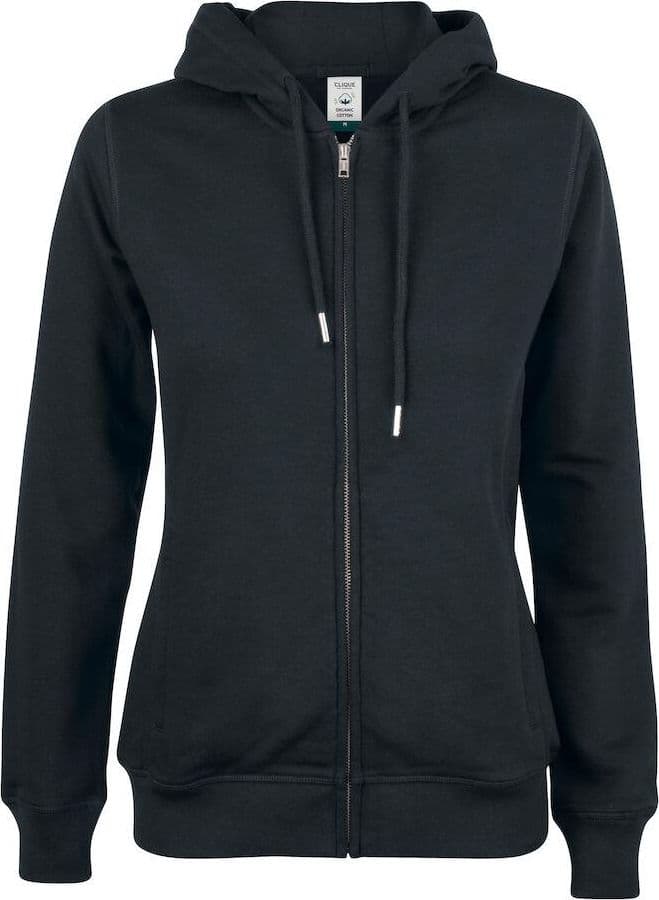 Felpa Clique Zip Cappuccio Nero Felpa Donna Cotone Organico Ecosostenibile - 2