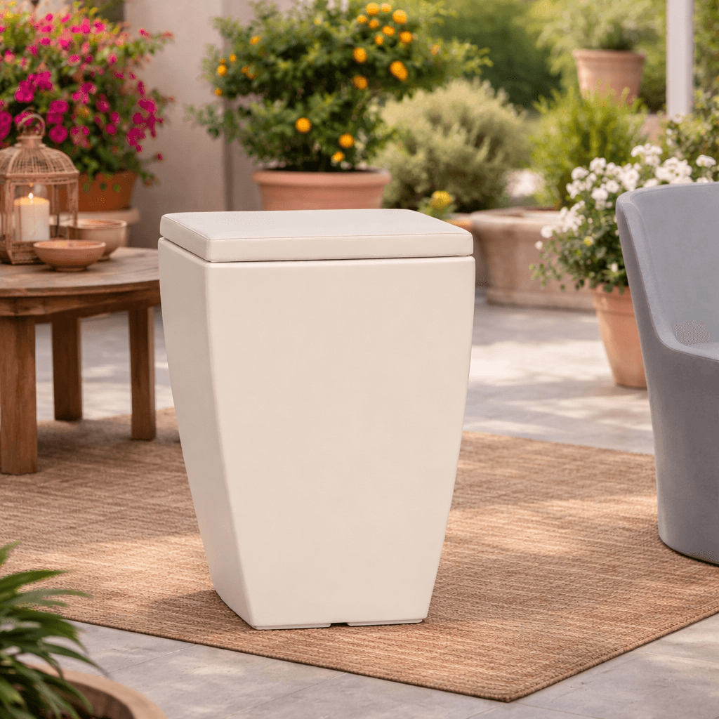 Poltroncina Comfy Fine pouf in resina con cuscino alto confortevole Made in Italy - 9