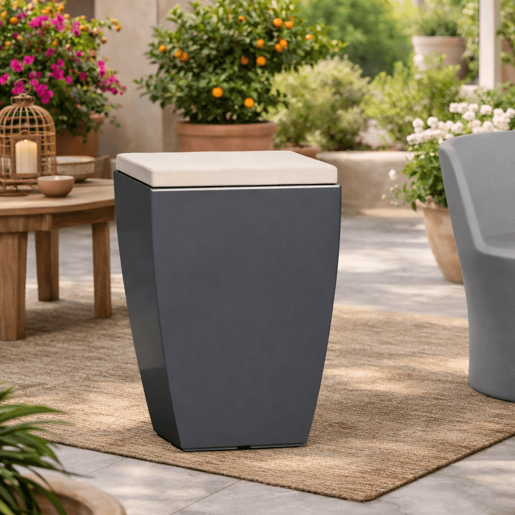 Poltroncina Comfy Fine pouf in resina con cuscino alto confortevole Made in Italy - 10