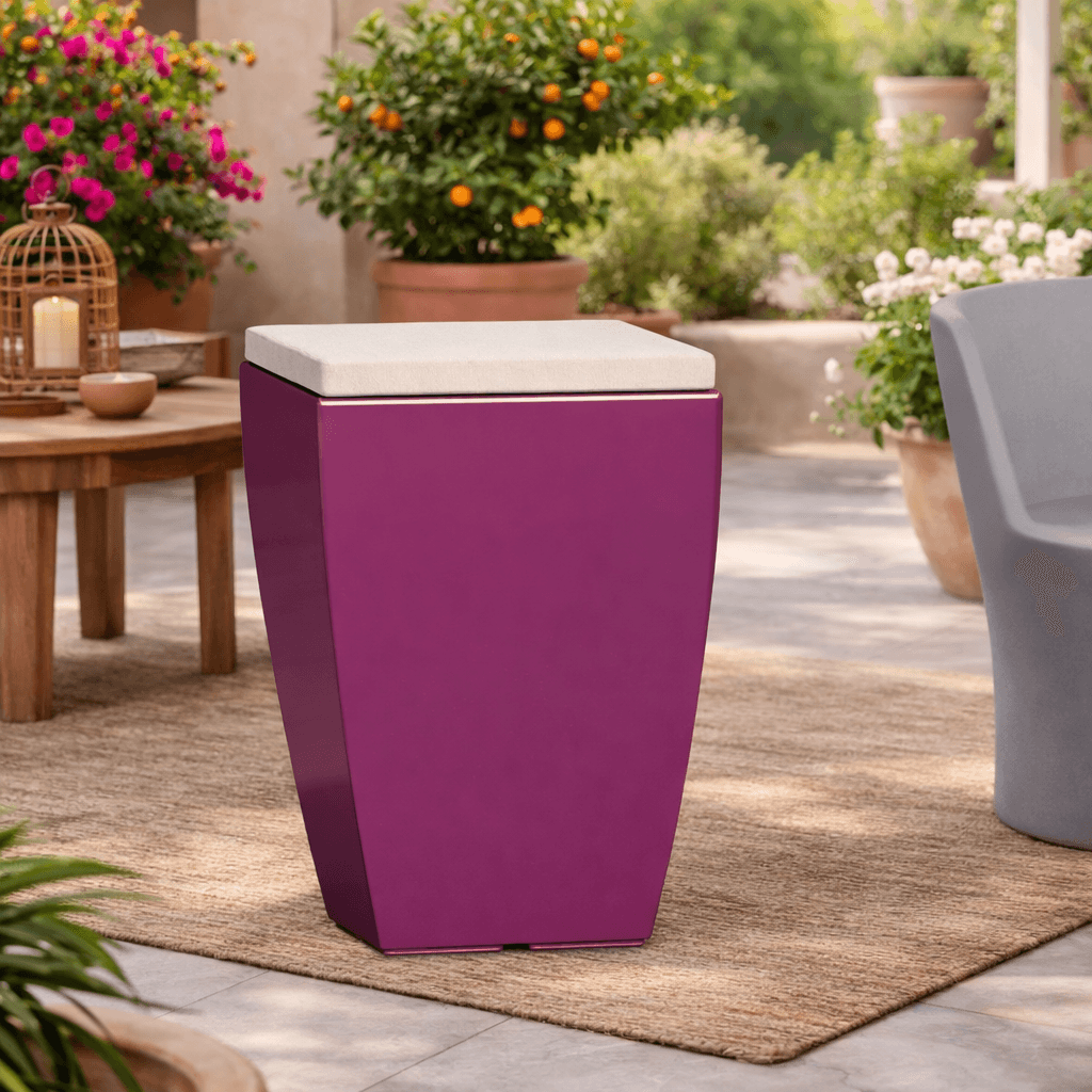 Poltroncina Comfy Fine pouf in resina con cuscino alto confortevole Made in Italy - 11