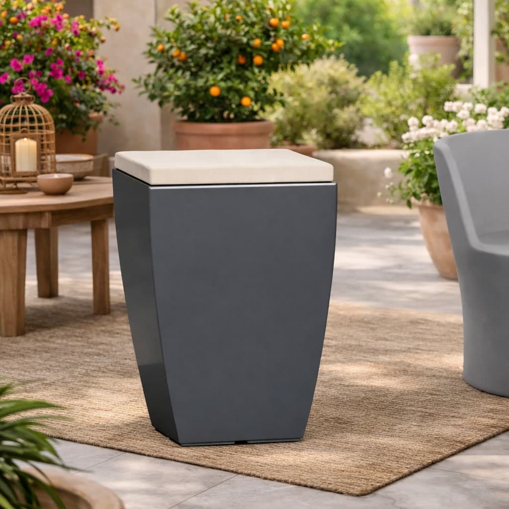 Poltroncina Comfy Fine pouf in resina con cuscino alto confortevole Made in Italy - 8
