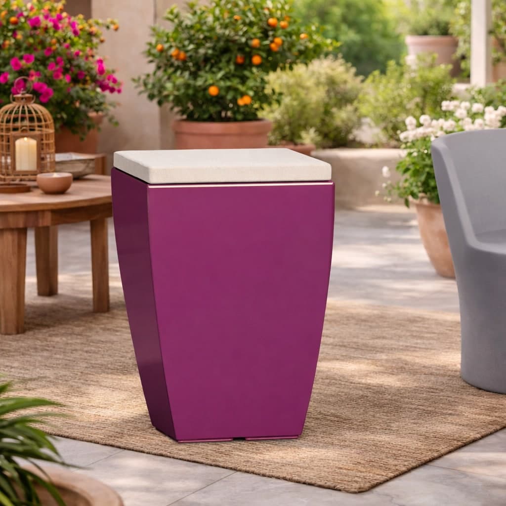 Poltroncina Comfy Fine pouf in resina con cuscino alto confortevole Made in Italy - 9