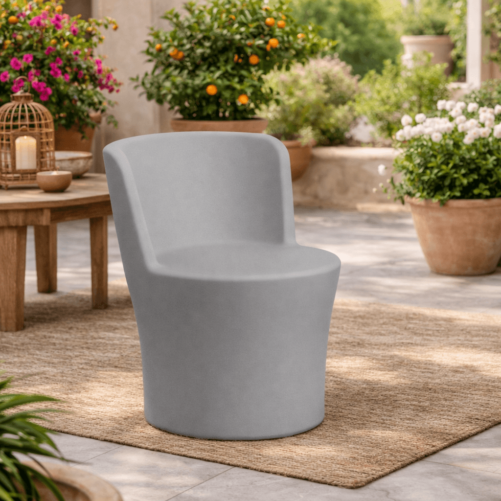 Poltroncina Comfy Moon pouf in resina con schienale alto "Made in Italy" - 9