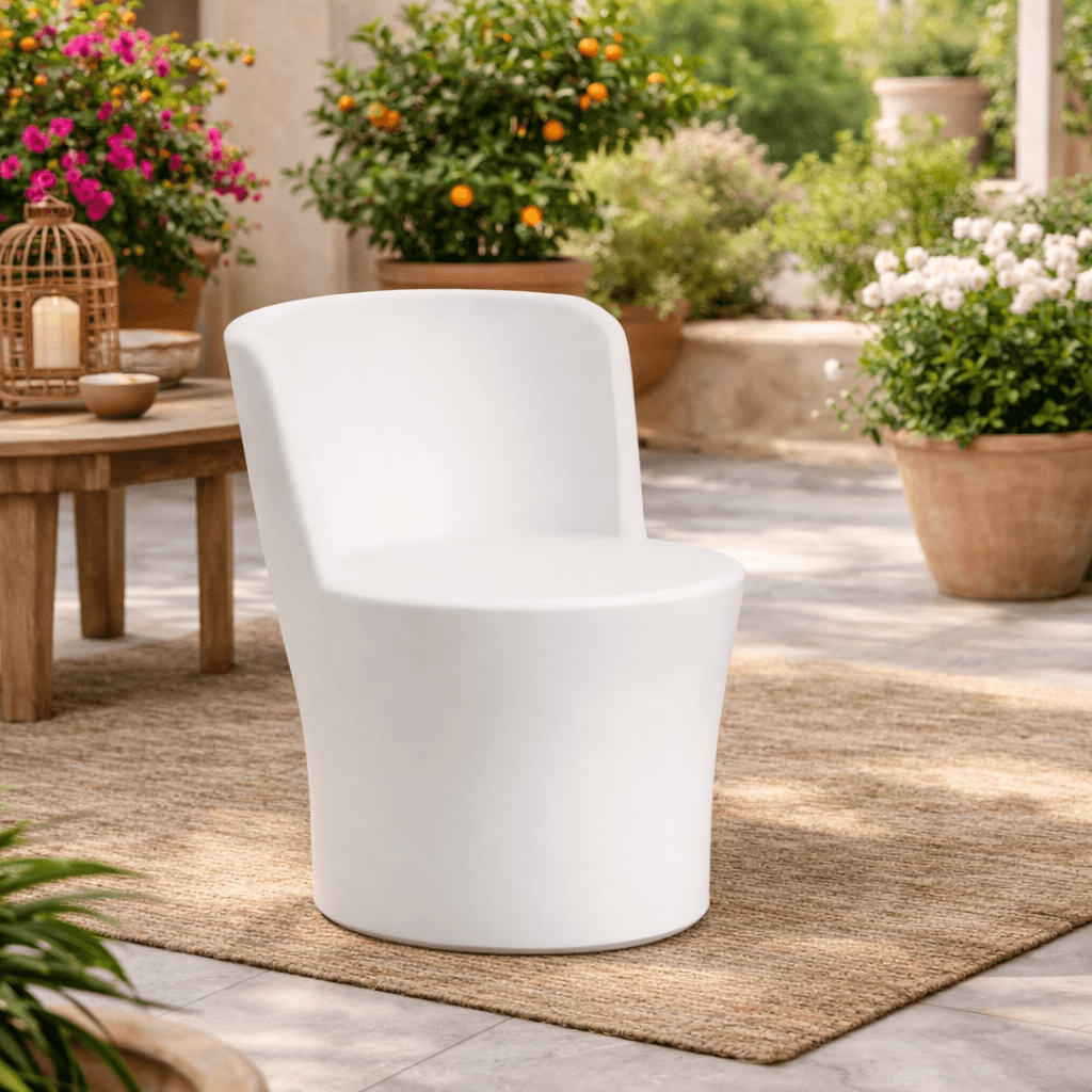 Poltroncina Comfy Moon pouf in resina con schienale alto "Made in Italy" - 8