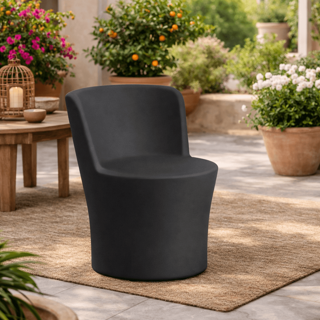 Poltroncina Comfy Moon pouf in resina con schienale alto "Made in Italy" - 7