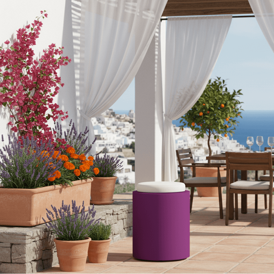 Poltroncina Comfy Round pouf in resina con cuscino alto confortevole Made in Italy - 12