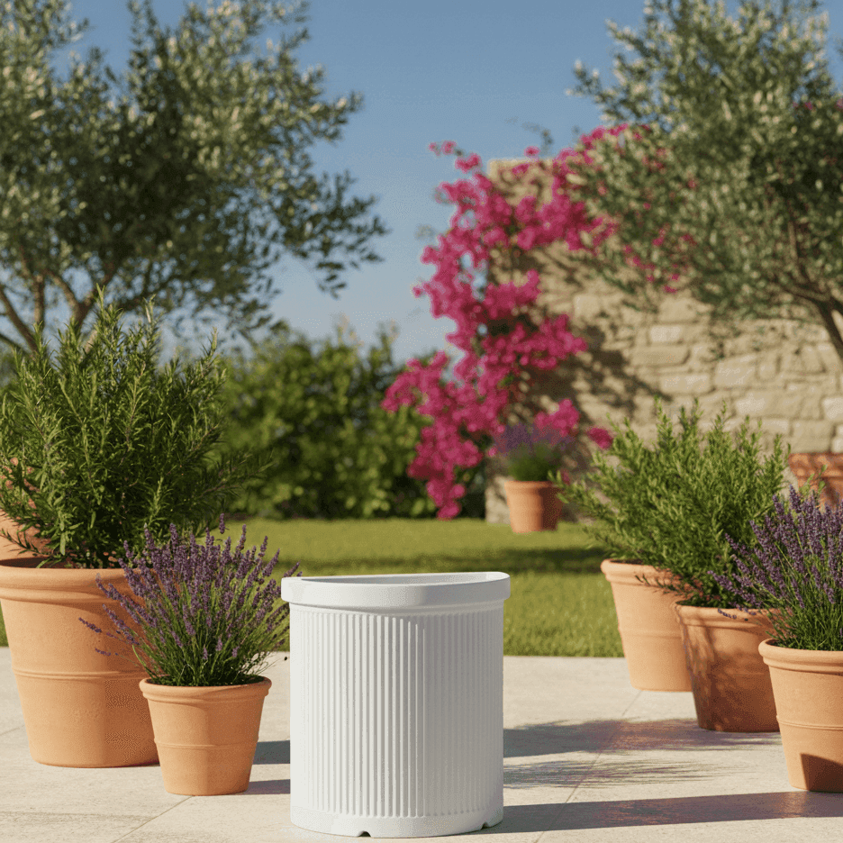 Vaso Semicerchio Millerighe rotondo in resina per piante e fiori "Made in Italy" da esterno - 7