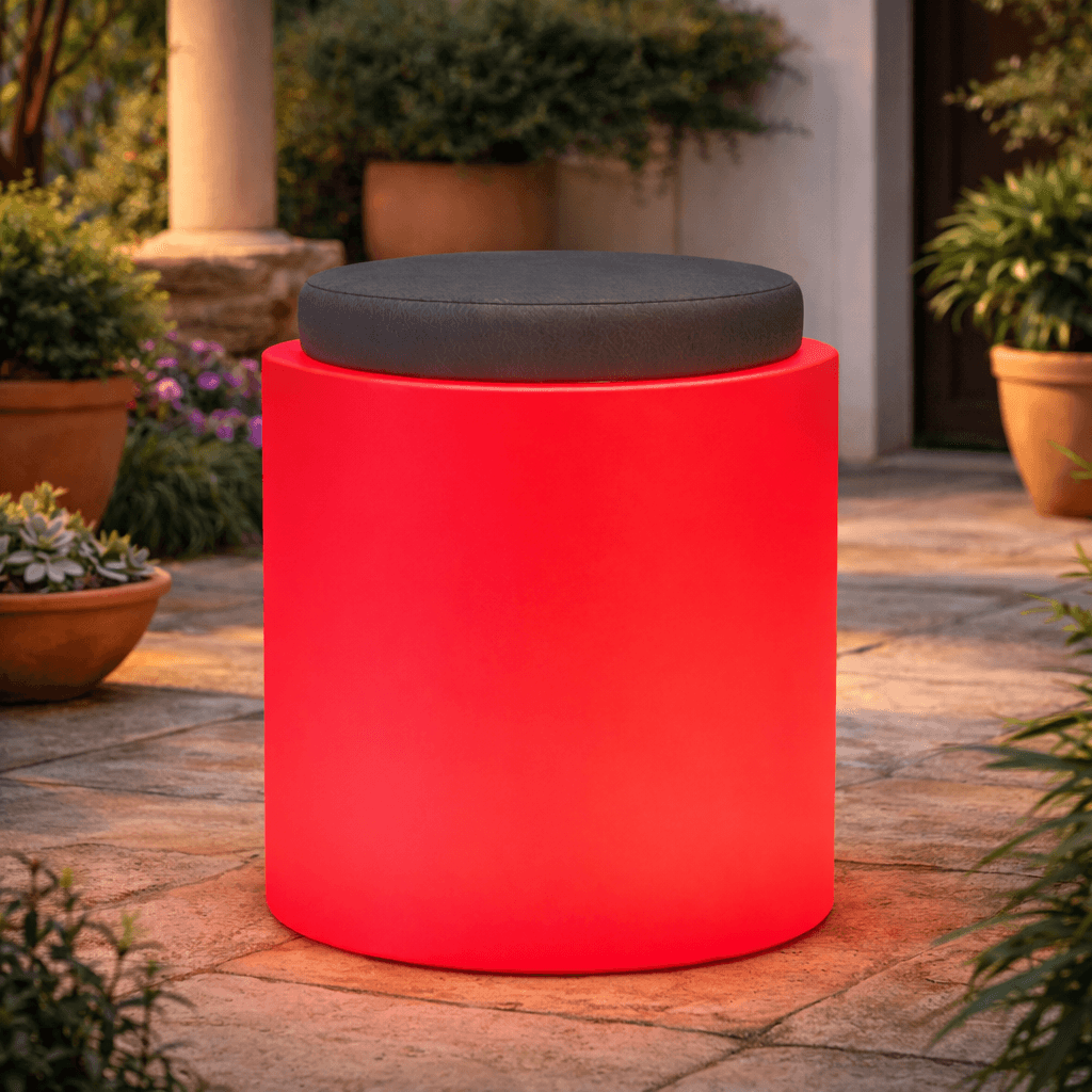 Poltroncina luminosa Round Bright rotonda con led pouf "Made in Italy" per esterno - 9