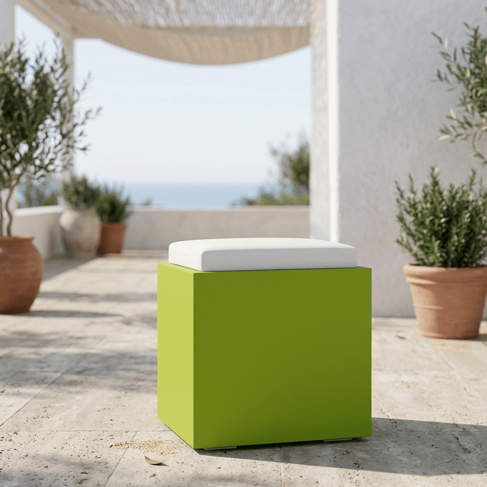 Poltroncina Comfy Square pouf in resina con cuscino alto confortevole Made in Italy - 9