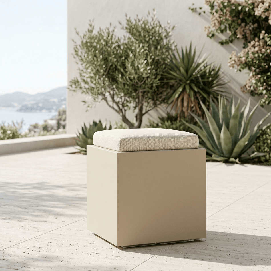 Poltroncina Comfy Square pouf in resina con cuscino alto confortevole Made in Italy - 10