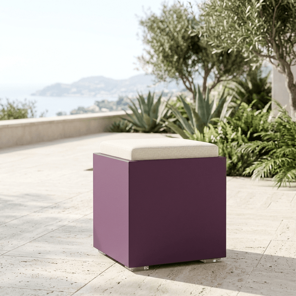 Poltroncina Comfy Square pouf in resina con cuscino alto confortevole Made in Italy - 11