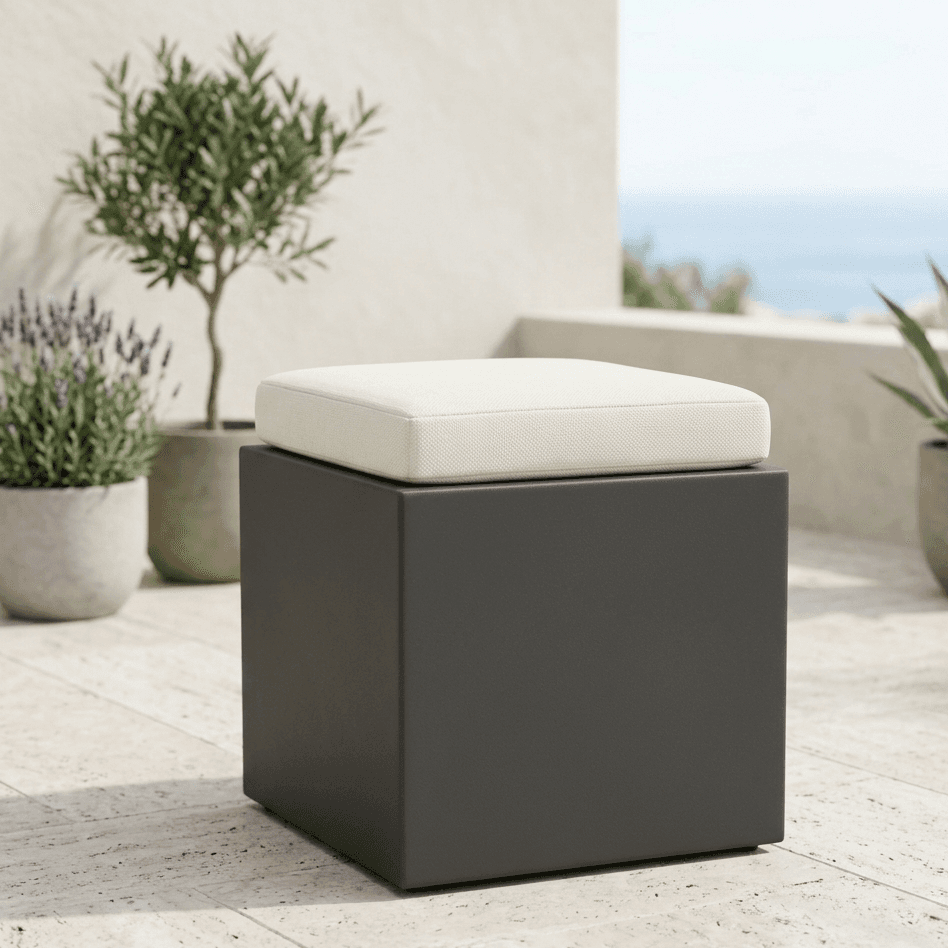 Poltroncina Comfy Square pouf in resina con cuscino alto confortevole Made in Italy - 12