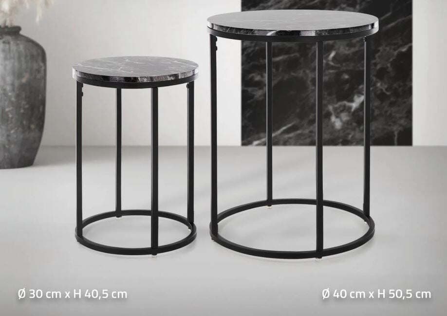 Set 2 Tavolini Da Salotto Moderno In Metallo Con Piano Effetto Marmo Casa e cucina/Arredamento/Soggiorno/Tavoli e tavolini/Tavolini bassi Decor Space - Altamura, Commerciovirtuoso.it