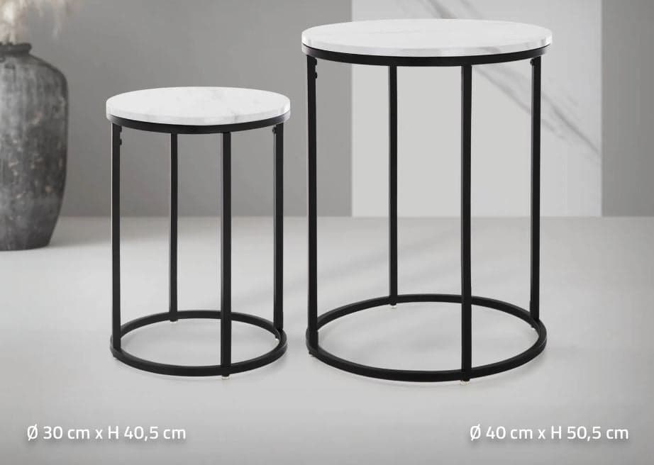 Set 2 Tavolini da salotto moderno in metallo con piano effetto marmo in Tavolini bassi Decor Space - Altamura, commercioVirtuoso.it