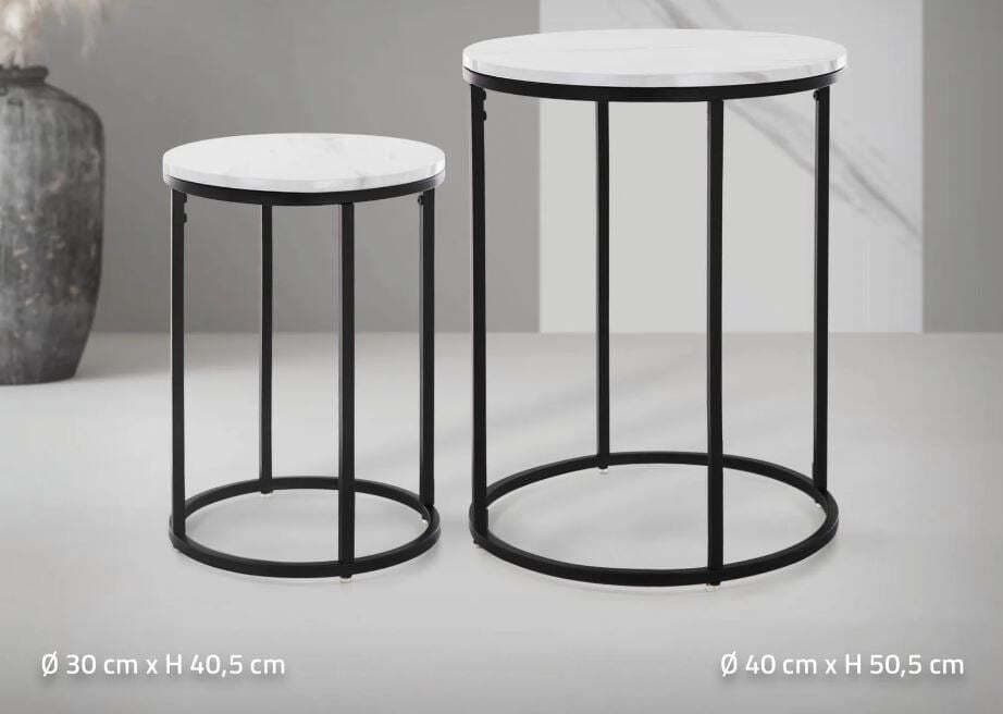 Set 2 Tavolini Da Salotto Moderno In Metallo Con Piano Effetto Marmo Casa e cucina/Arredamento/Soggiorno/Tavoli e tavolini/Tavolini bassi Decor Space - Altamura, Commerciovirtuoso.it