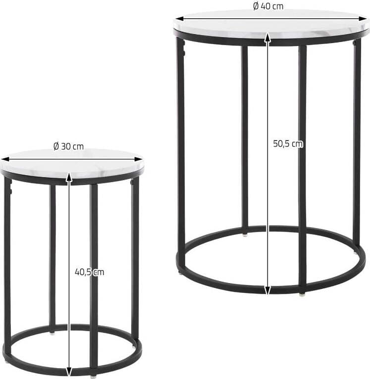 Set 2 Tavolini Da Salotto Moderno In Metallo Con Piano Effetto Marmo Casa e cucina/Arredamento/Soggiorno/Tavoli e tavolini/Tavolini bassi Decor Space - Altamura, Commerciovirtuoso.it
