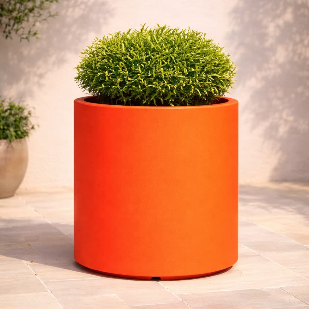 Vaso Cromia Venusio cilindrico decorazione in resina "Made in Italy" da Ø 40 x h 50 cm - 14