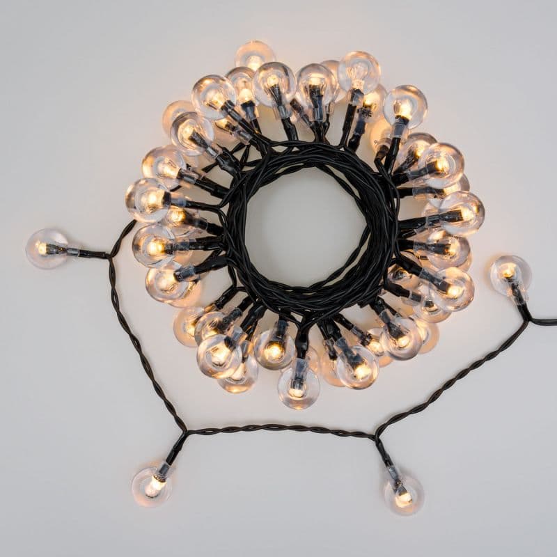 Catena luminosa solare con 50 lampadine a led decorazione per giardino 5 mt in Catene luminose Decor Space - Altamura, commercioVirtuoso.it